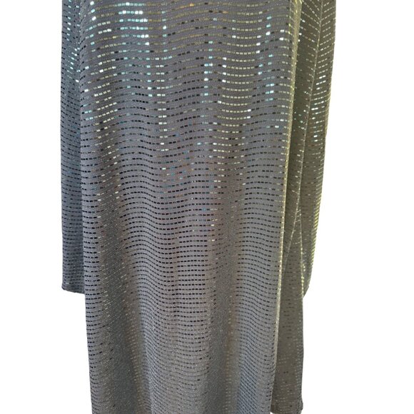 NWT Cider 3XL Sequin Open-Back Long Sleeve Dress - Iridescent Silver - Picture 10 of 14